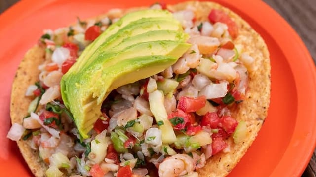 Mix Shrimp & Aguachile Tostada.